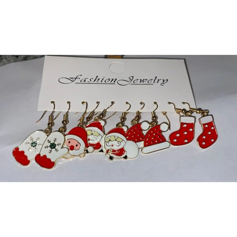 Christmas‎ Jewelry Earrings Santa St Nick Mittens Stocking Stuffer Gift for Her